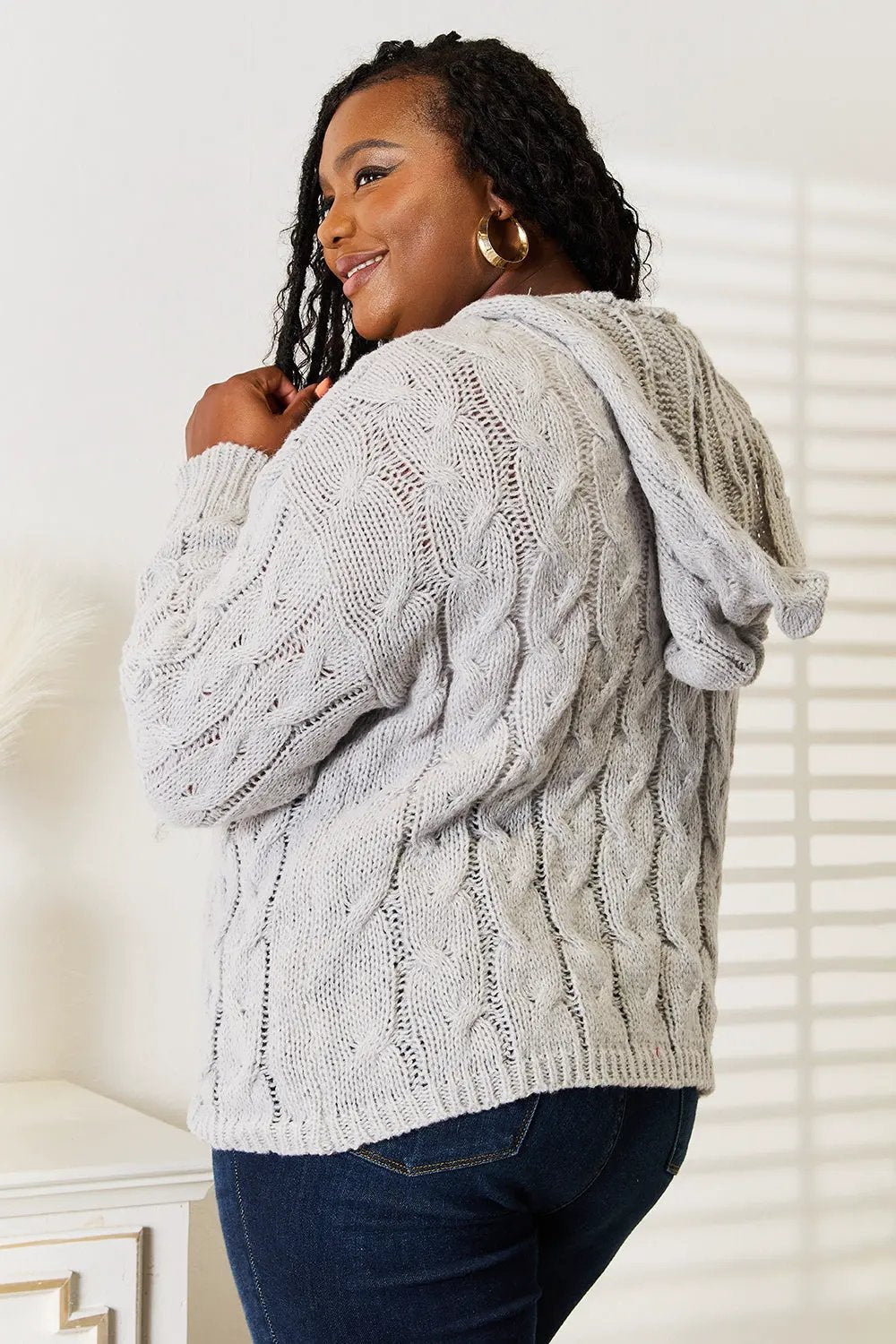 Woven Right Cable‑Knit Hooded Sweater | Partner Labels Selection by Partner Label