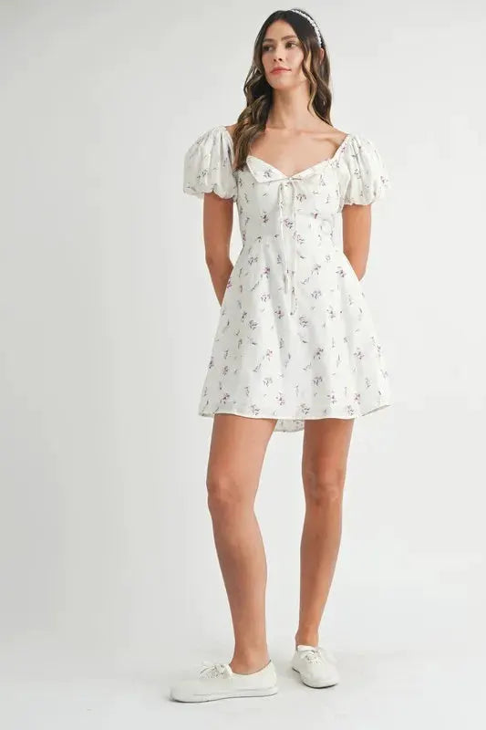 MABLE Floral Print Puff Sleeve Mini Dress by MABLE