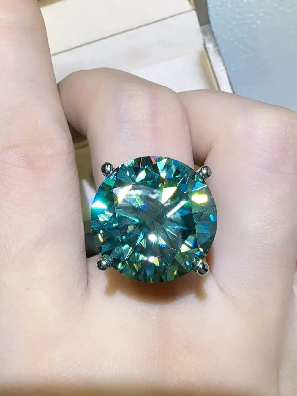 20 Carat Moissanite 925 Sterling Silver Ring by Partner Label