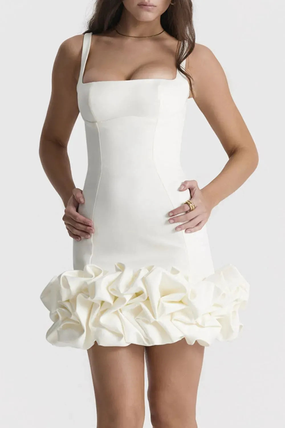 Ruched Square Neck Sleeve Mini Dress by Equanimity Essence