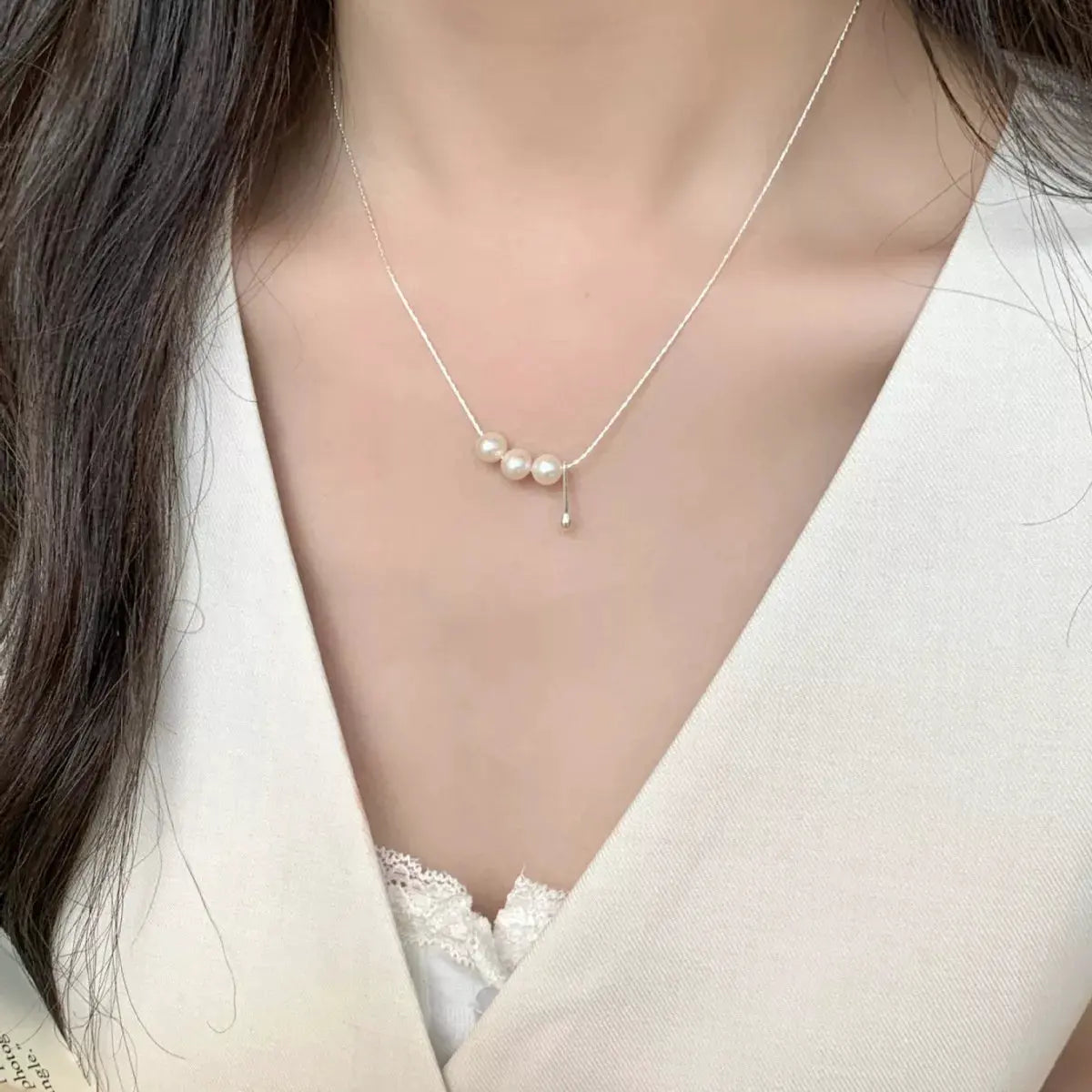 Freshwater Pearl 925 Sterling Silver Necklace by Partner Labels