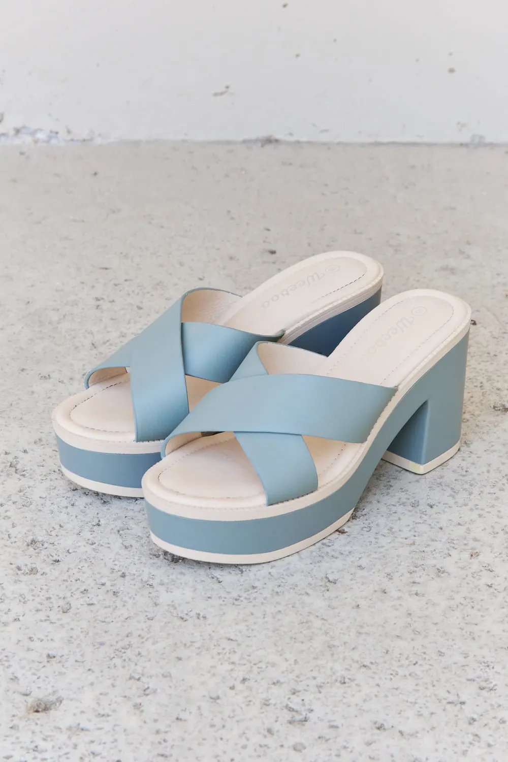 Weeboo Cherish The Moments Contrast Platform Sandals in Misty Blue by Weeboo