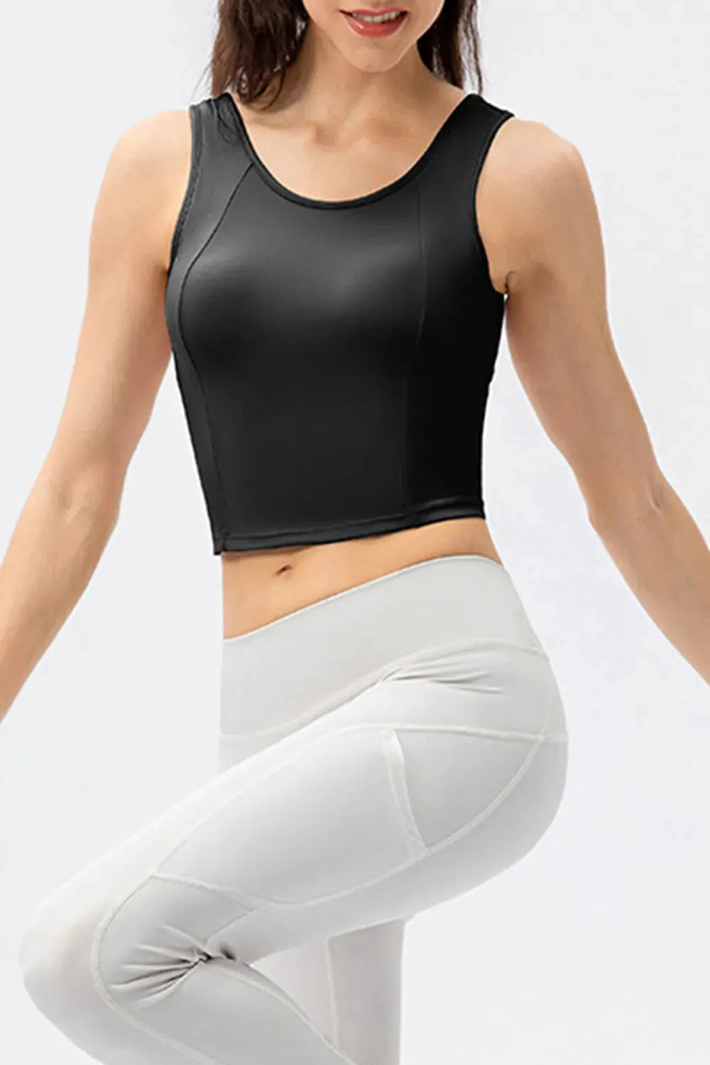Round Neck Wide Strap Active Tank by Partner Label