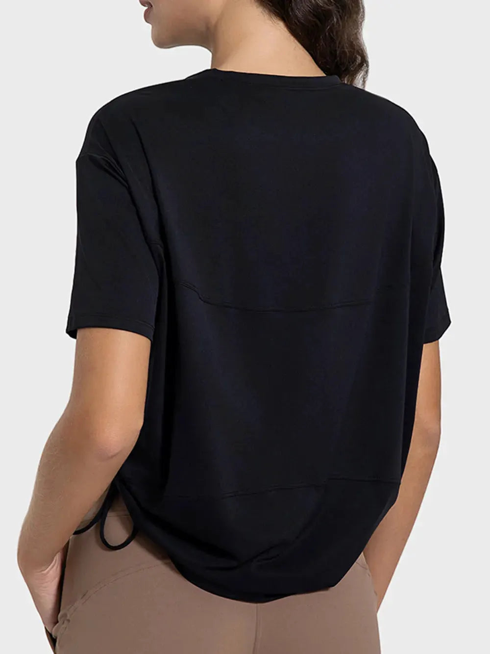Millennia Drawstring Round Neck Short Sleeve Active T-Shirt by Millennia