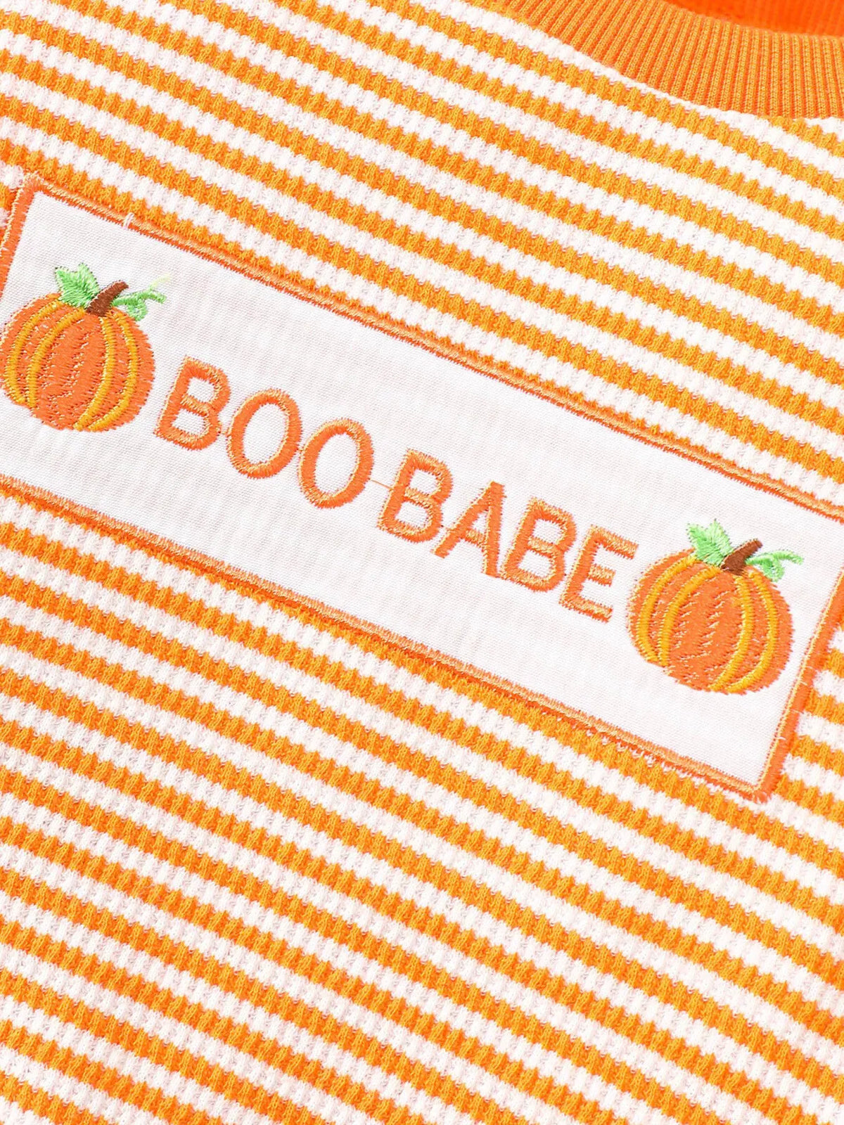 Children's Halloween Pumpkin Striped Long Sleeve Pajama Set by Trendsi