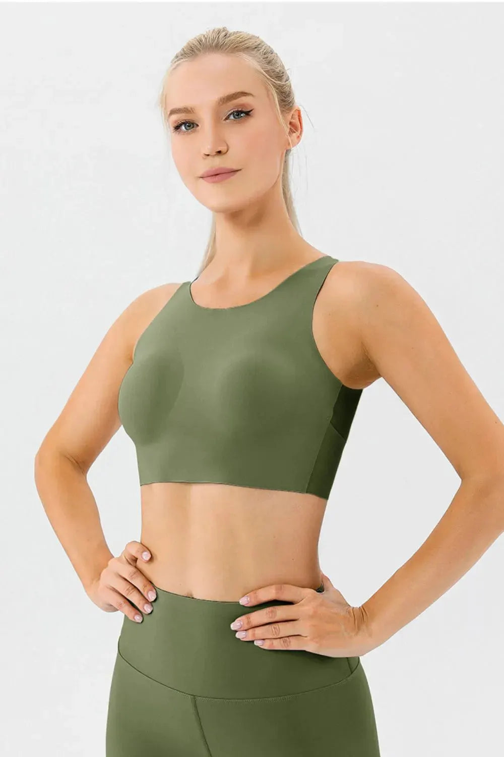 Round Neck Wide Strap Active Bra by Partner Label