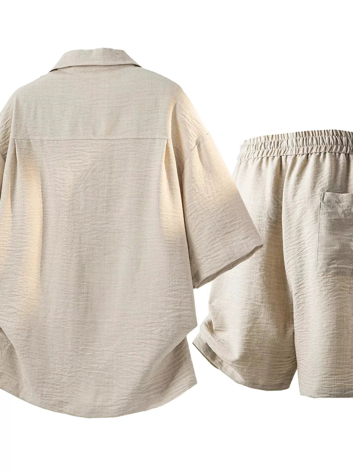 Men's Full Size Button Up Short Sleeve Shirt and Shorts Plus Size by Trendsi