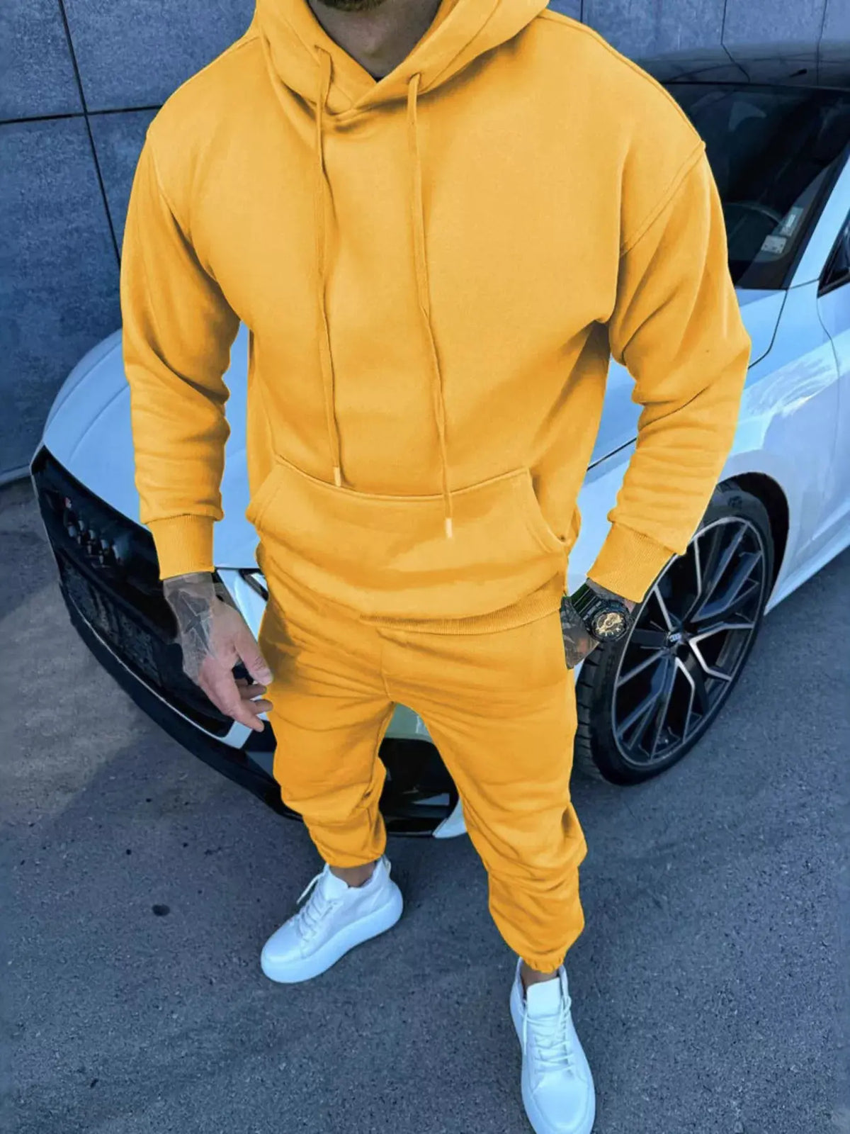 Men's Full Size Kangaroo Pocket Hoodie and Pants Set Plus Size by Trendsi