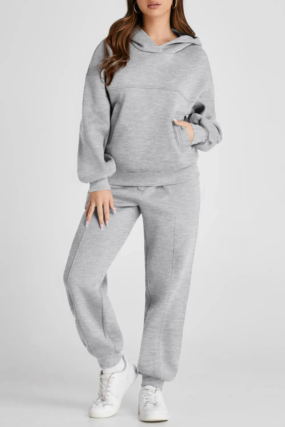 Dropped Shoulder Long Sleeve Hoodie and Pants Active Set by Partner Label