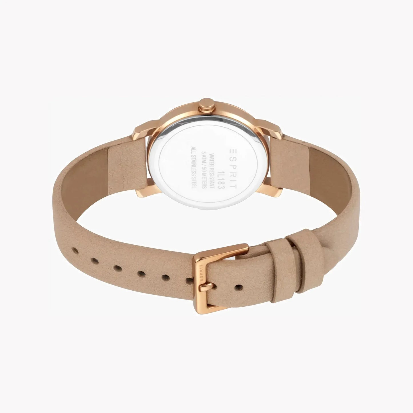 Esprit Women's Beige Leather Watch, Silver Dial | Es1l196m0045 by ESPRIT