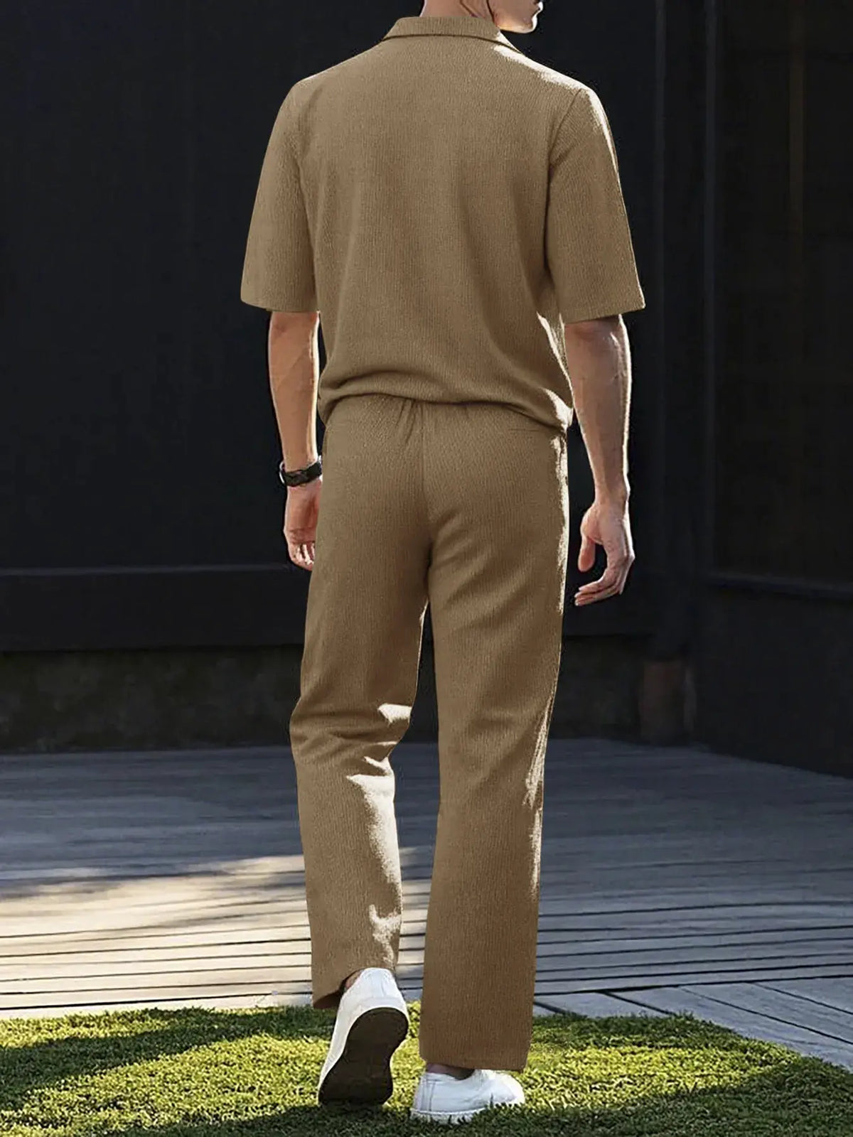 Men's Full Size Short Sleeve Top and Pants Set Plus Size by Trendsi