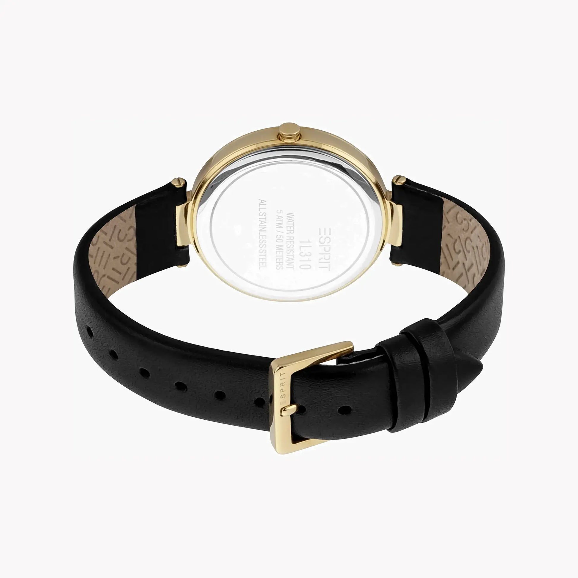 Esprit Women's Black Leather Watch, Champagne Dial | Es1l139m0025 by ESPRIT