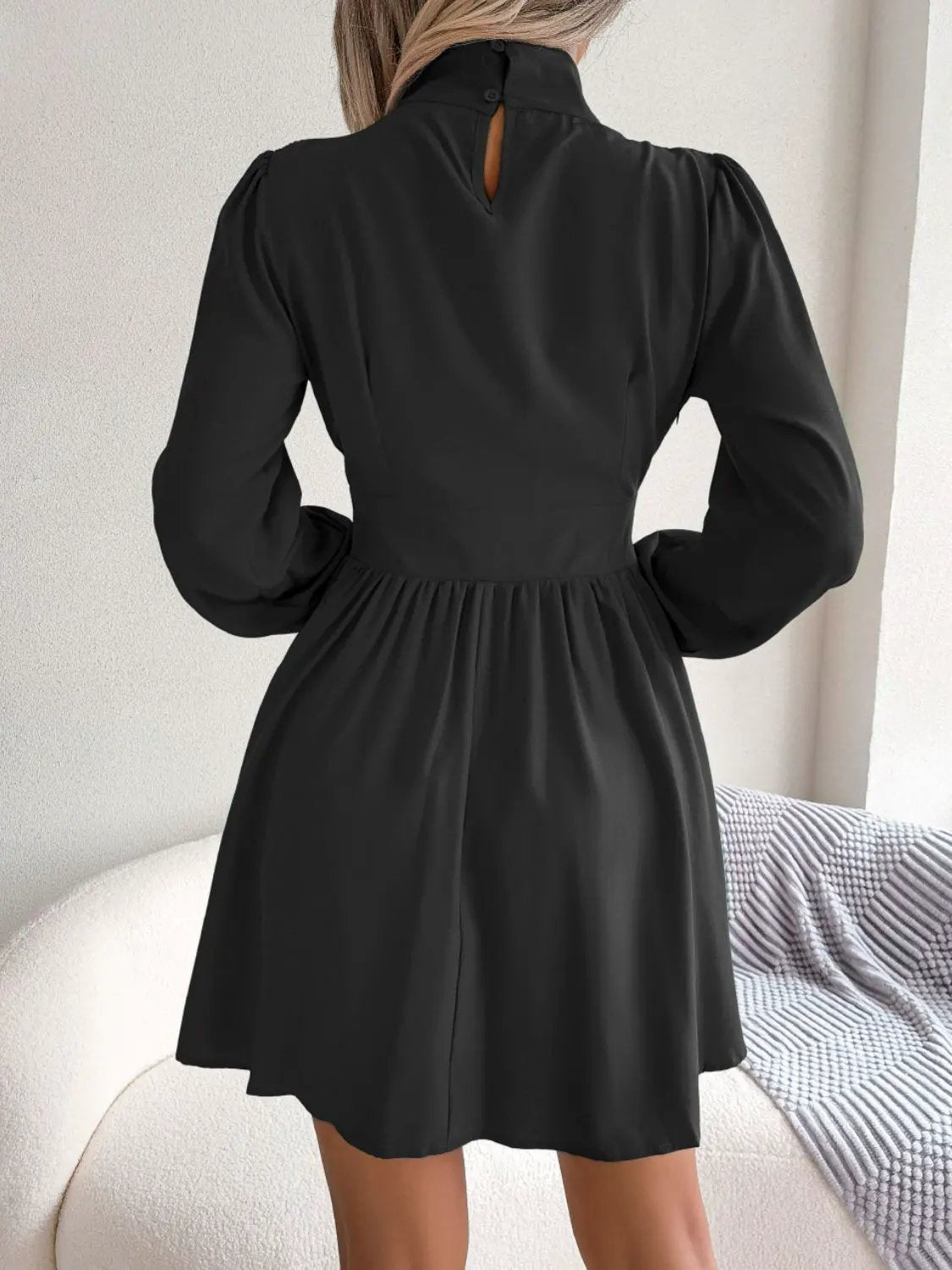 Cutout Turtleneck A-Line Mini Dress by Partner Label