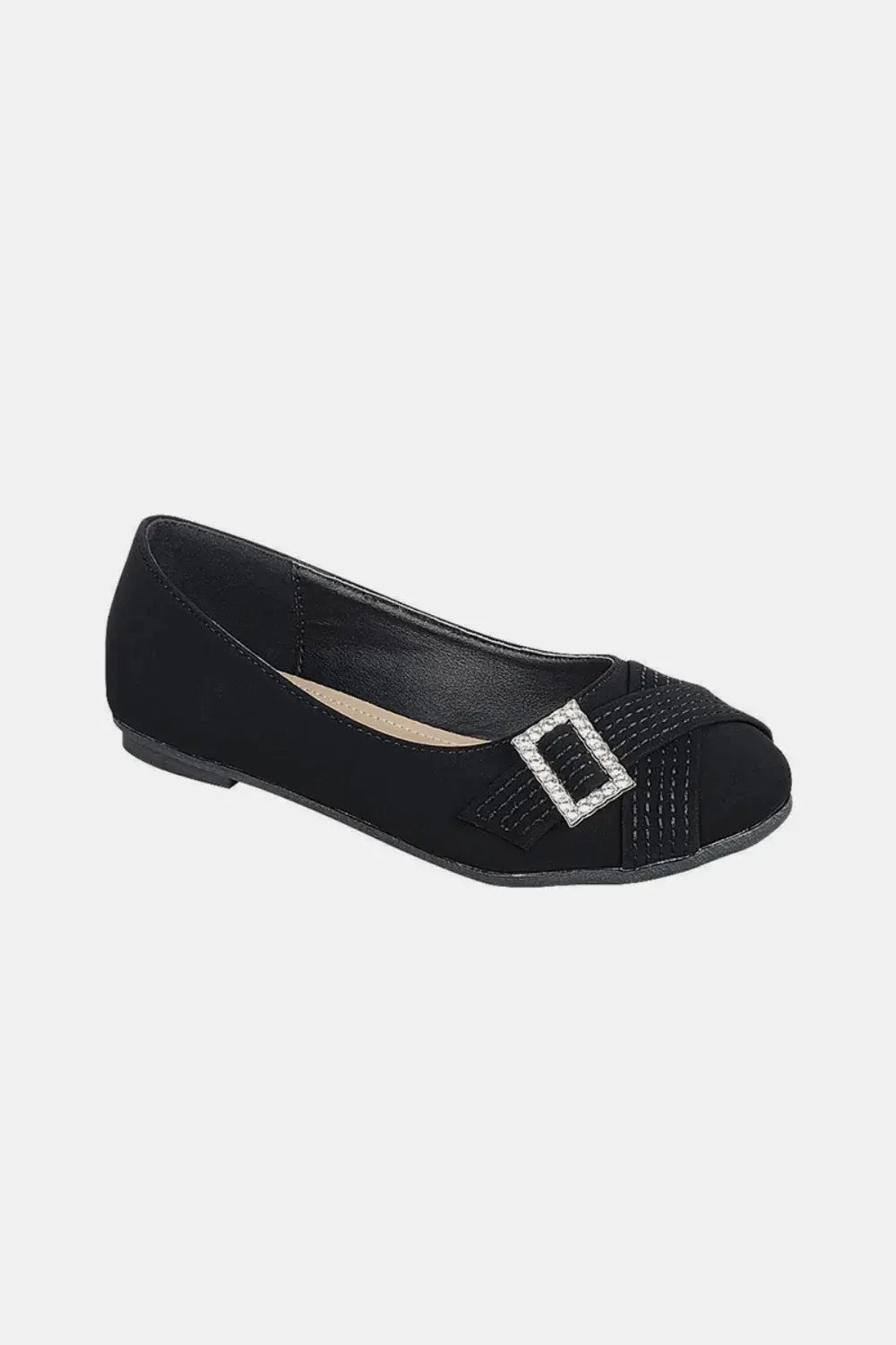 Forever Link Slip On Rhinestone Buckle Ballet Flats by Forever Link