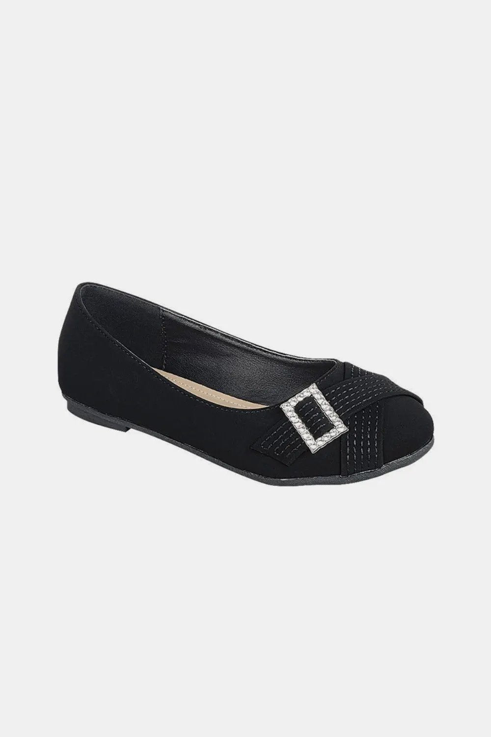 Forever Link Slip On Rhinestone Buckle Ballet Flats by Forever Link