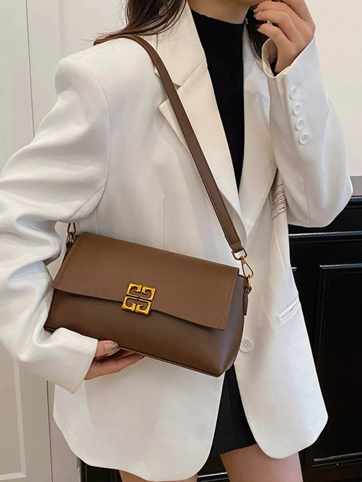 Leather Flap Crossbody Bag by Partner Label