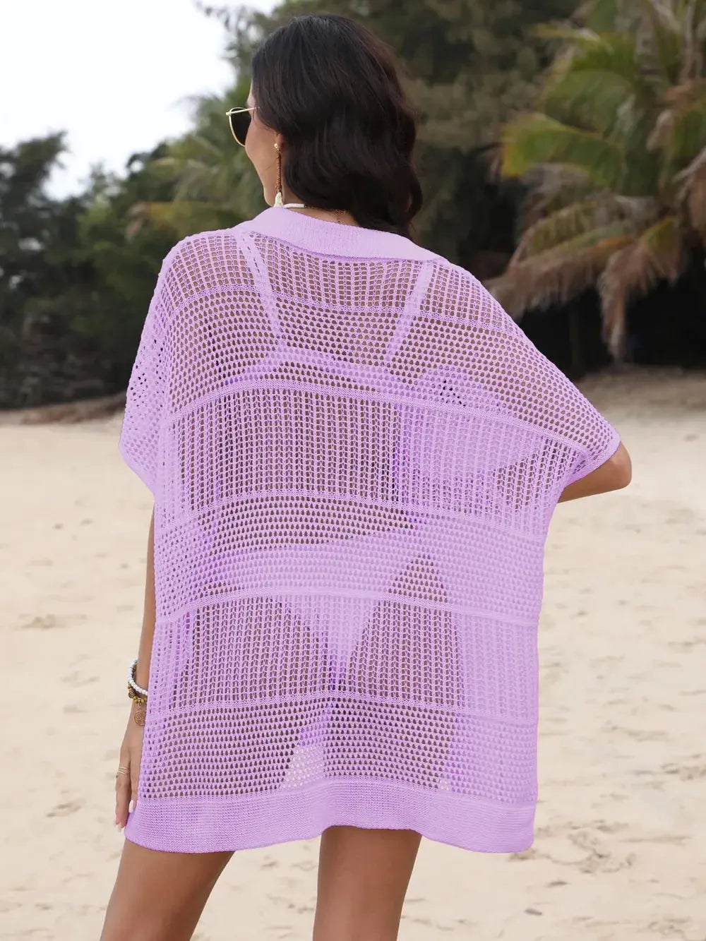 Hollow Out Collared Neck Cover-Up by Partner Labels
