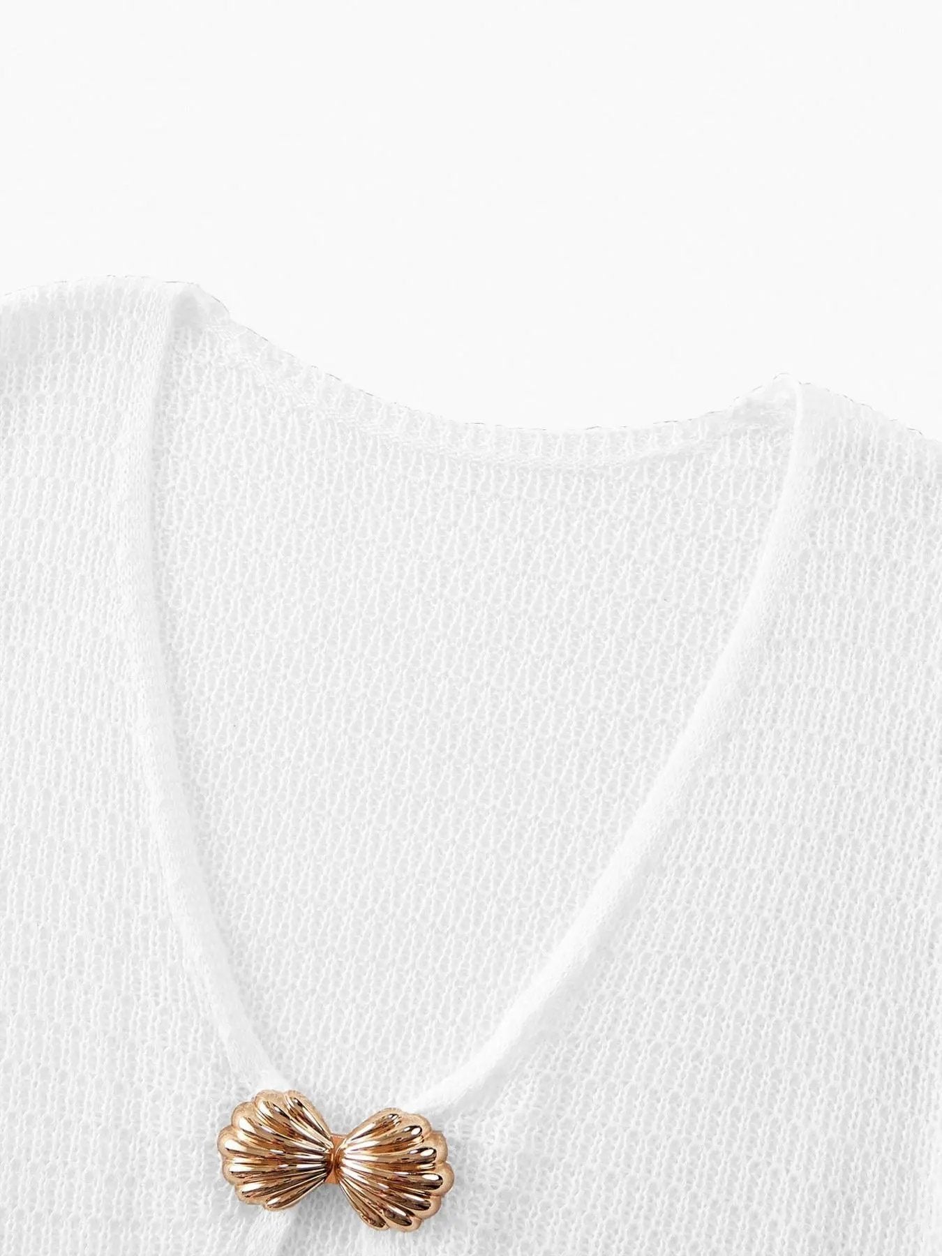 Crochet Knit Long Sleeve Cover-Up Dress by Partner Label
