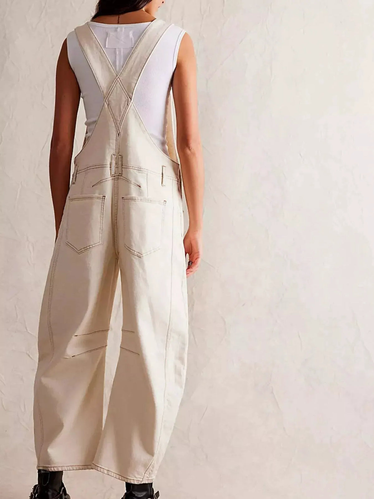 Wide Strap Wide Leg Denim Overalls by Partner Labels