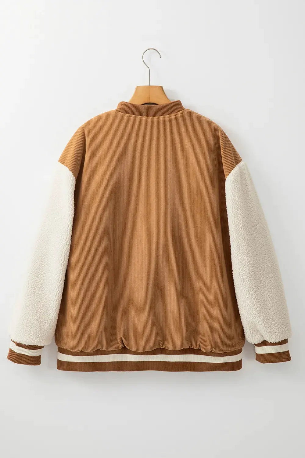 Contrast Baseball Collar Snap Down Long Sleeve Jacket by Partner Label