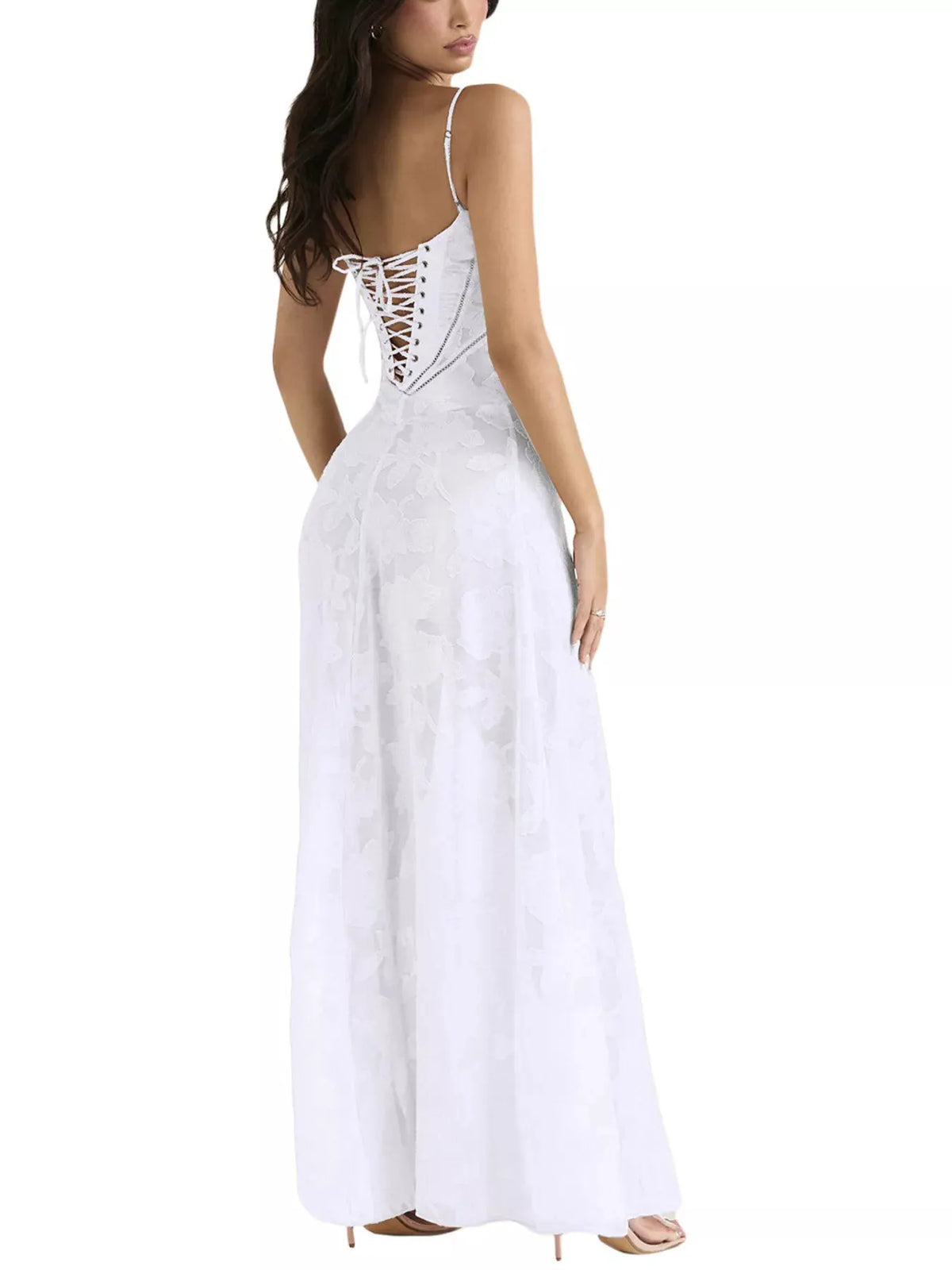 Lace Spaghetti Strap Maxi Dress by Partner Label