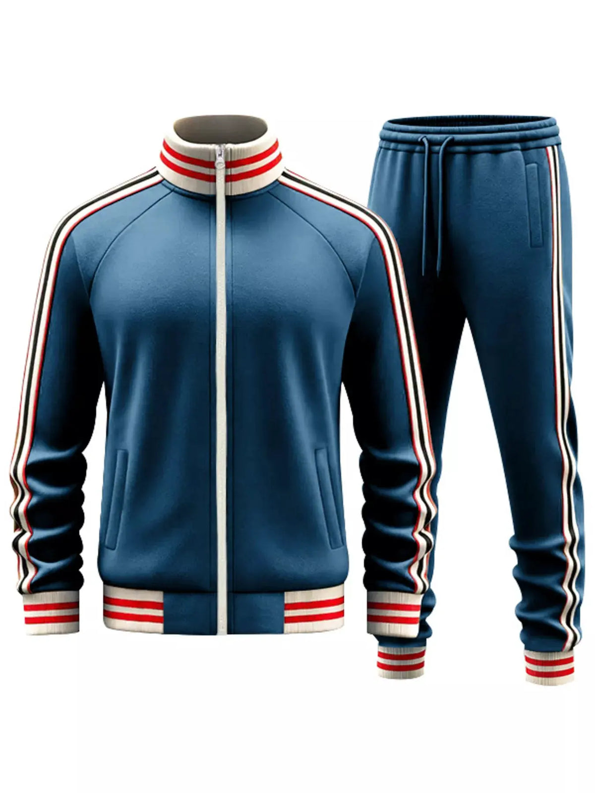Men's Full Size Striped Zip Up Outerwear and Pants Plus Size by Partner Label
