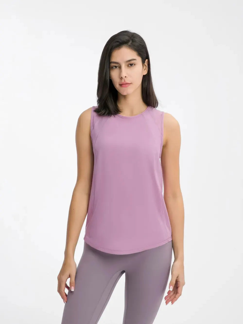 Millennia Cutout Back Round Neck Active Tank by Millennia