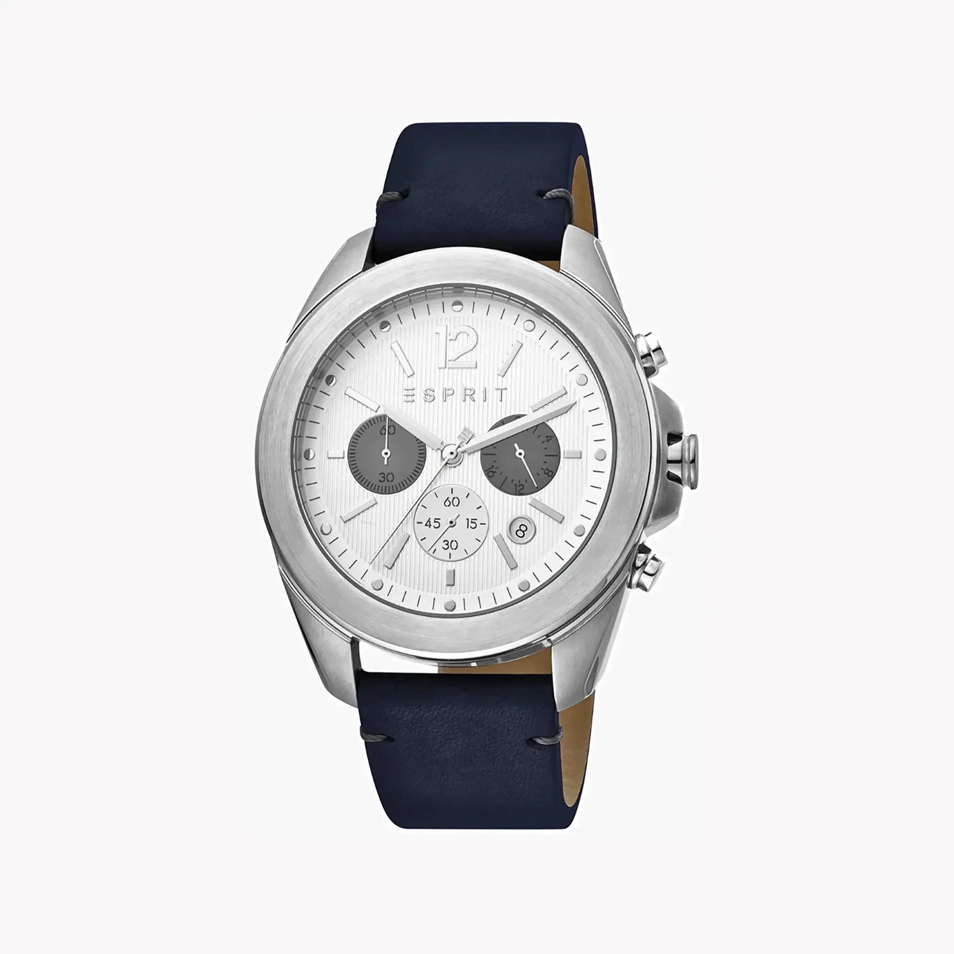 Esprit Men's Blue Leather Watch, Silver Dial | Es1g200m0025 by ESPRIT