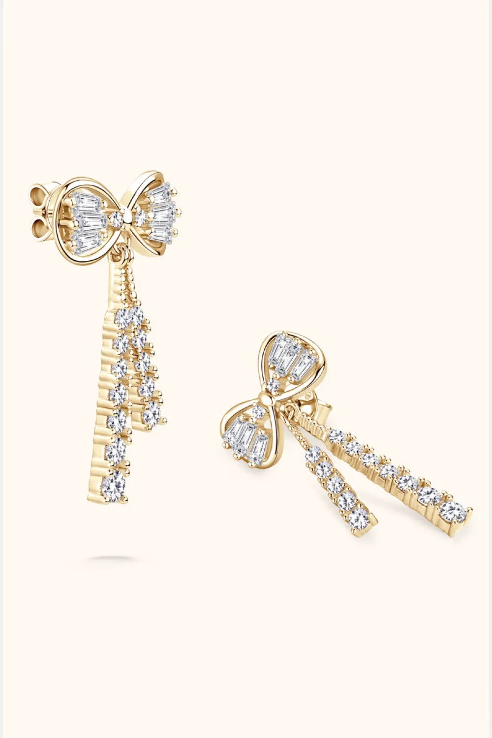 1.12 Carat Moissanite 925 Sterling Silver Bow Earrings by Partner Label