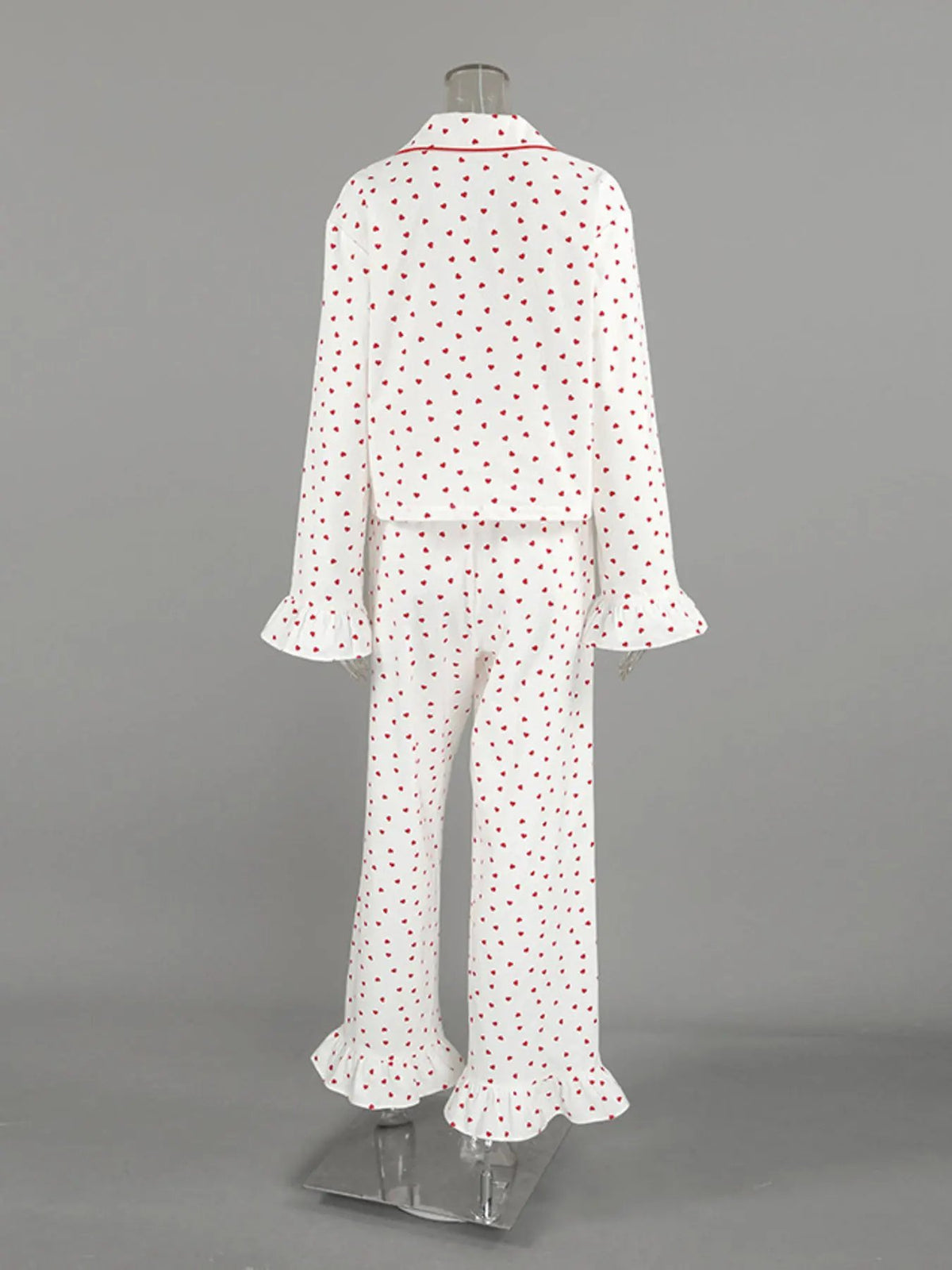 Heart Print Long Sleeve Top and Pants Lounge Set by Partner Label