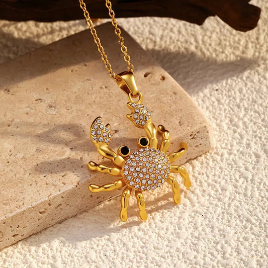 18K Gold-Plated Crab Pendant Necklace by Partner Labels