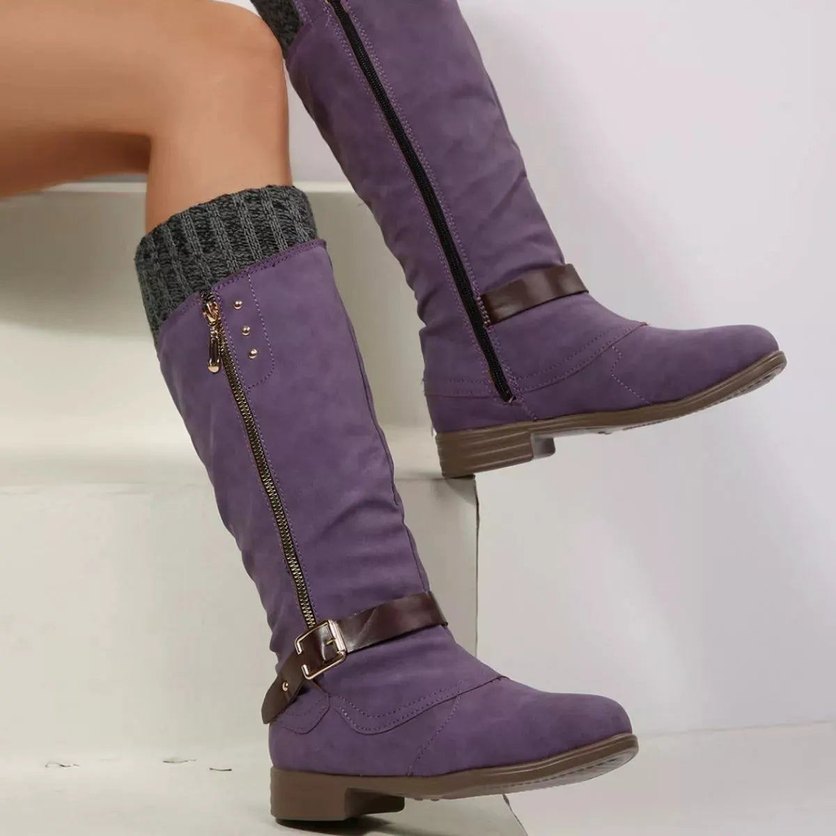 Round Toe Block Heels Boots by Partner Label