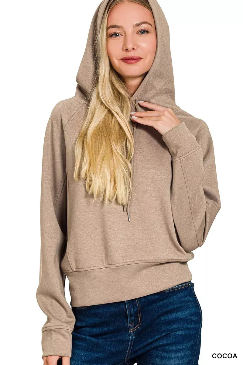Zenana Drawstring Scuba Hoodie by Zenana