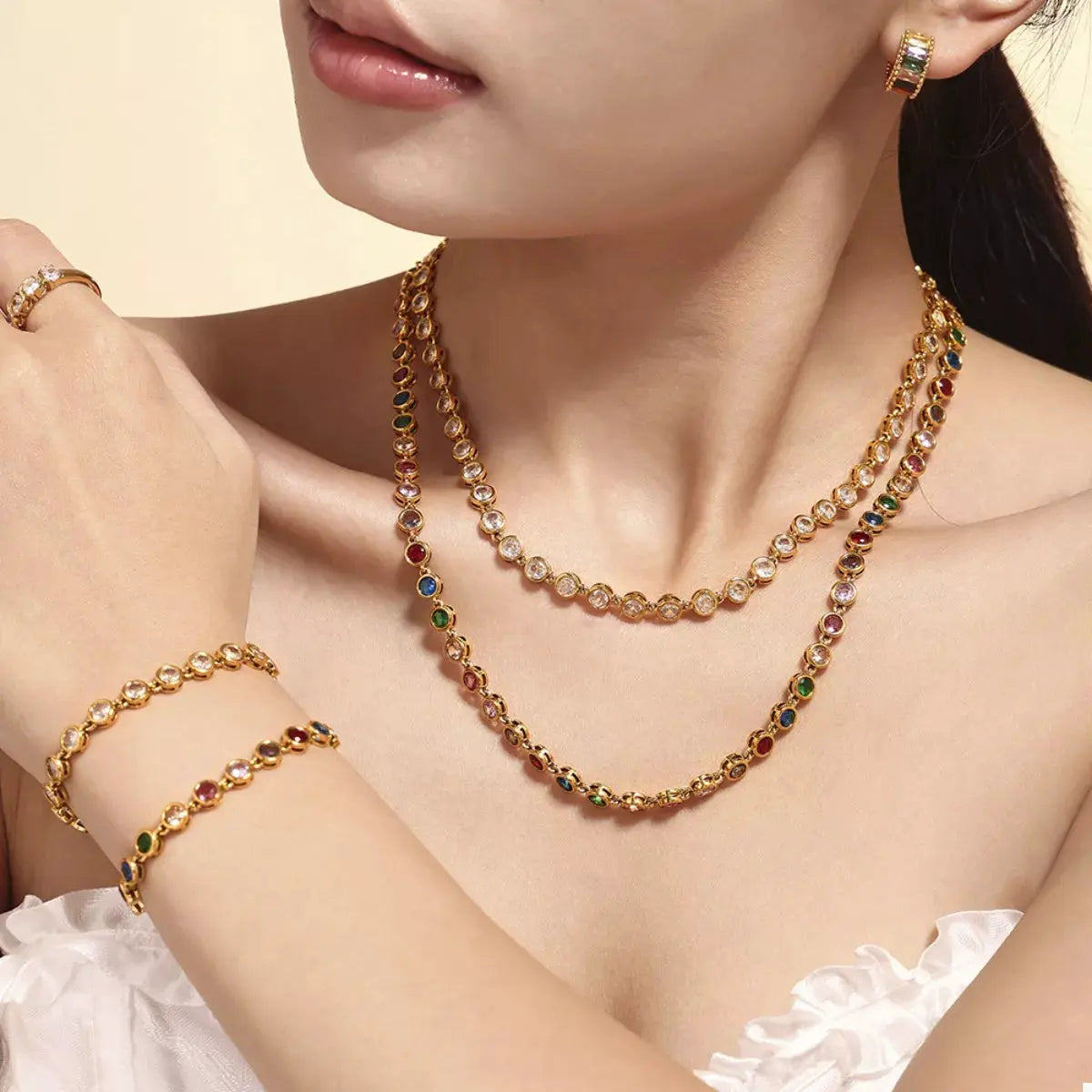 18K Gold-Plated Zircon Necklace by Partner Label