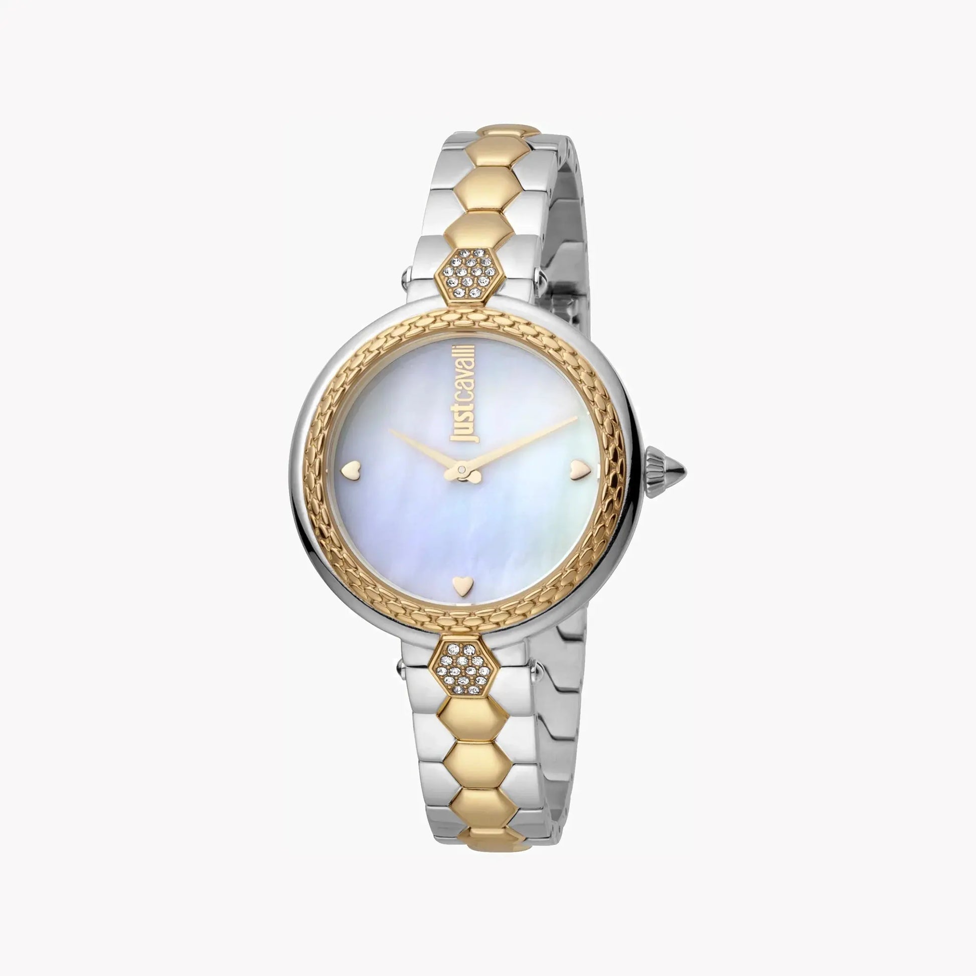 Just Cavalli Women's Silver & Gold Watch, White Dial | Jc1l128m0595 by JUST CAVALLI