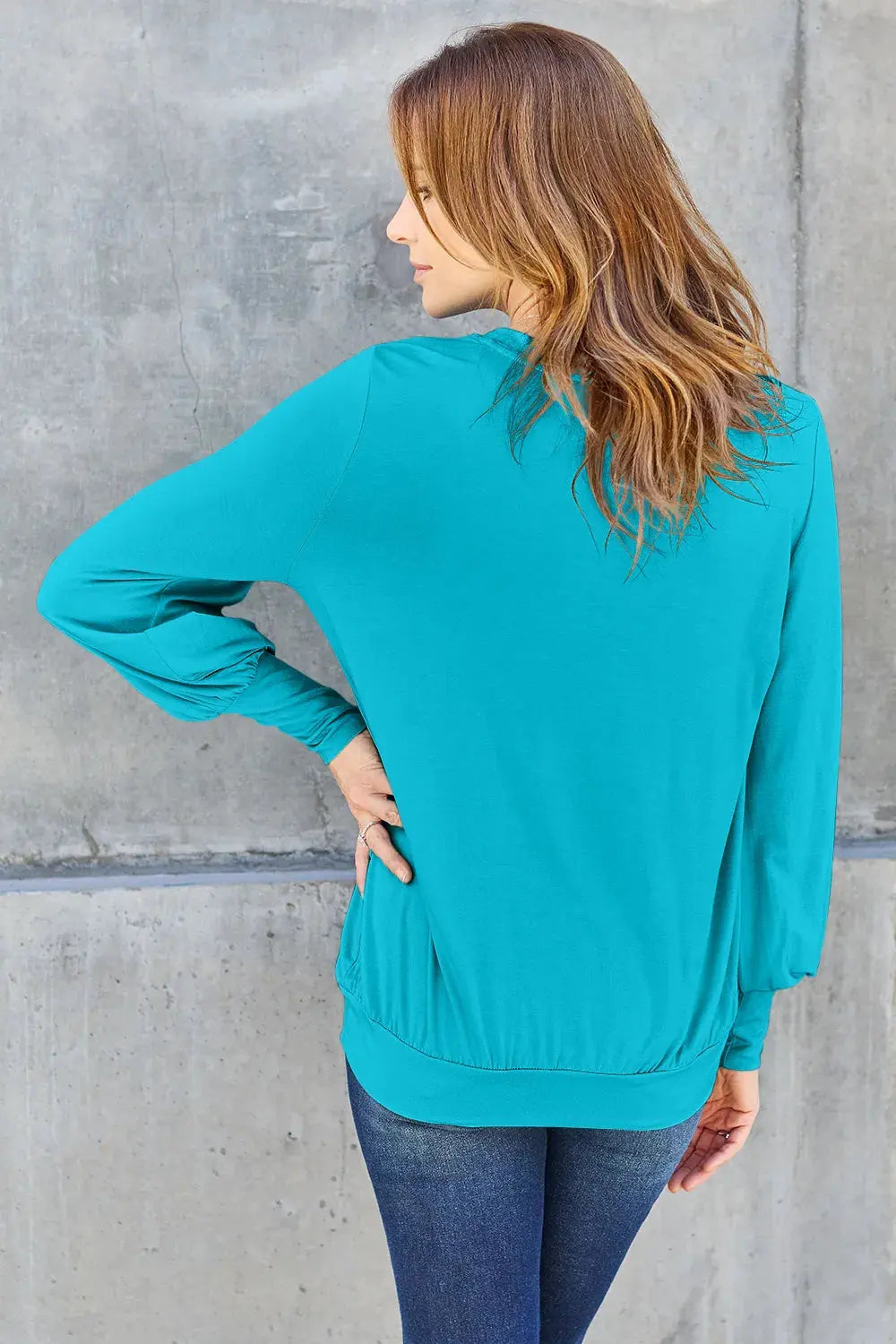 Basic Bae Full Size V-Neck Lantern Sleeve Top by Basic Bae
