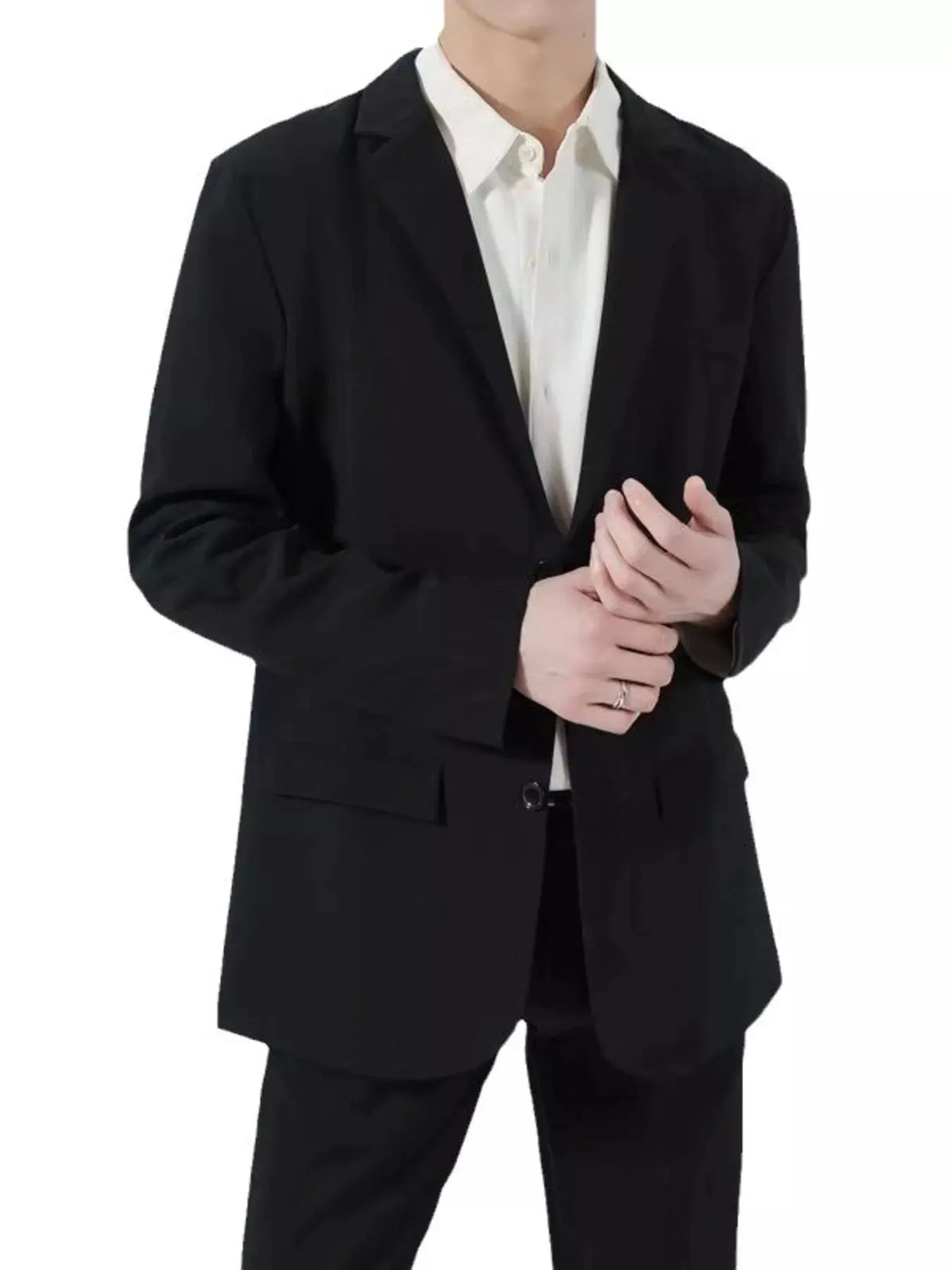 Men's Plus Size Classic Fit Two-Button Blazer by Trendsi