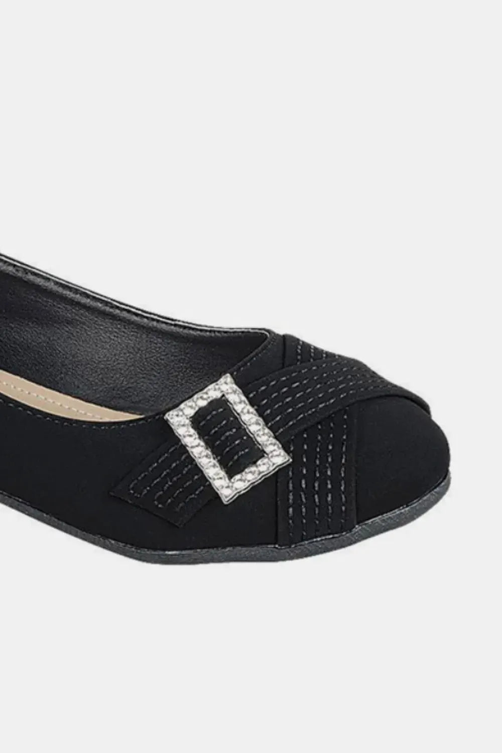 Forever Link Slip On Rhinestone Buckle Ballet Flats by Forever Link