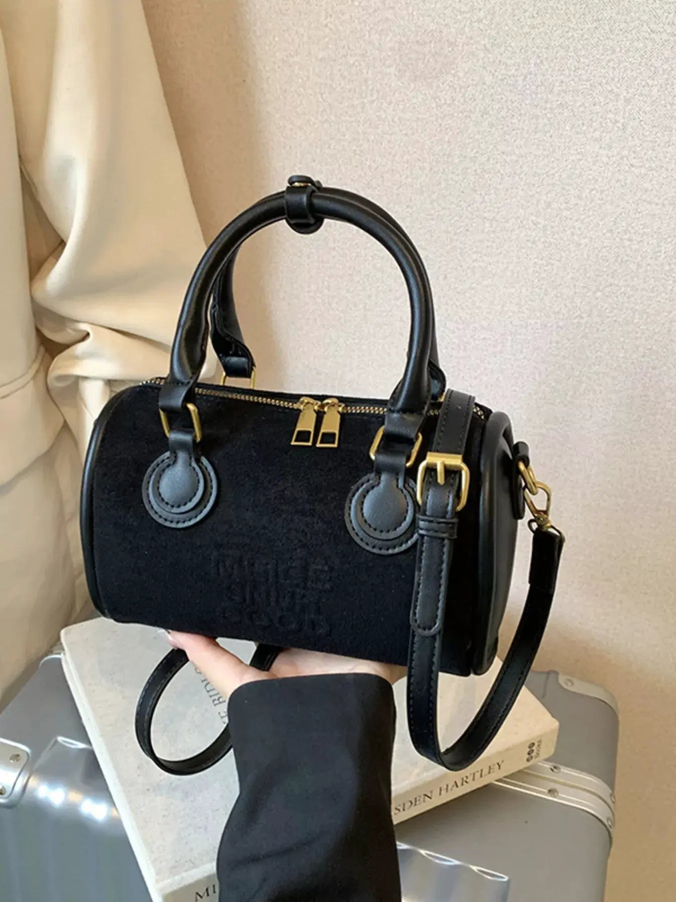 Barrel Crossbody Bag with Top Handle by Partner Label