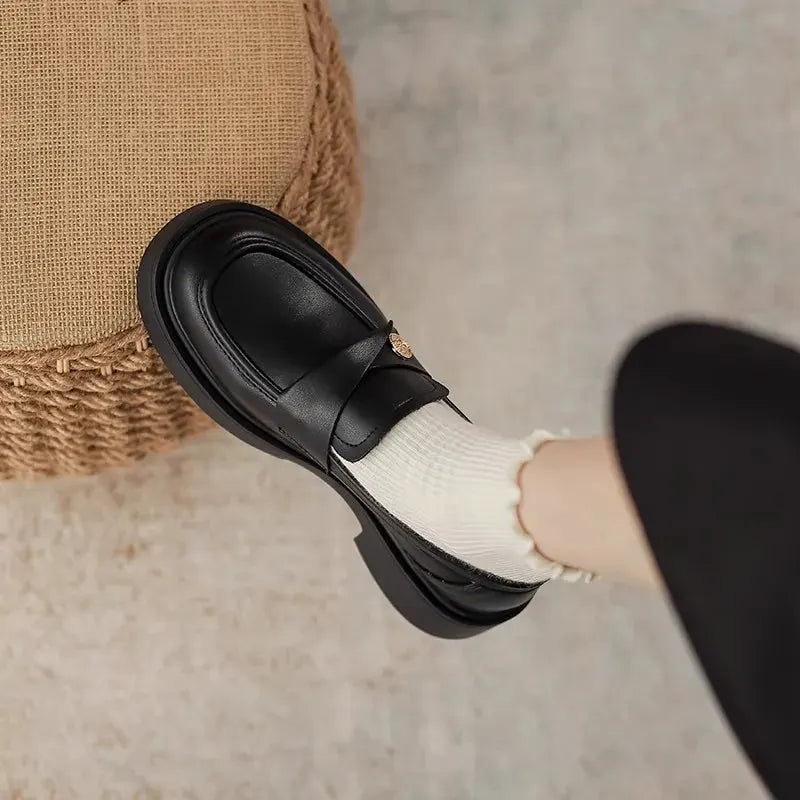 Round Toe Platform Loafers by Partner Label