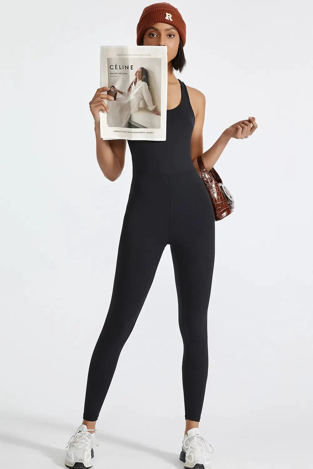 Crisscross Back Wide Strap Active Jumpsuit by Partner Label