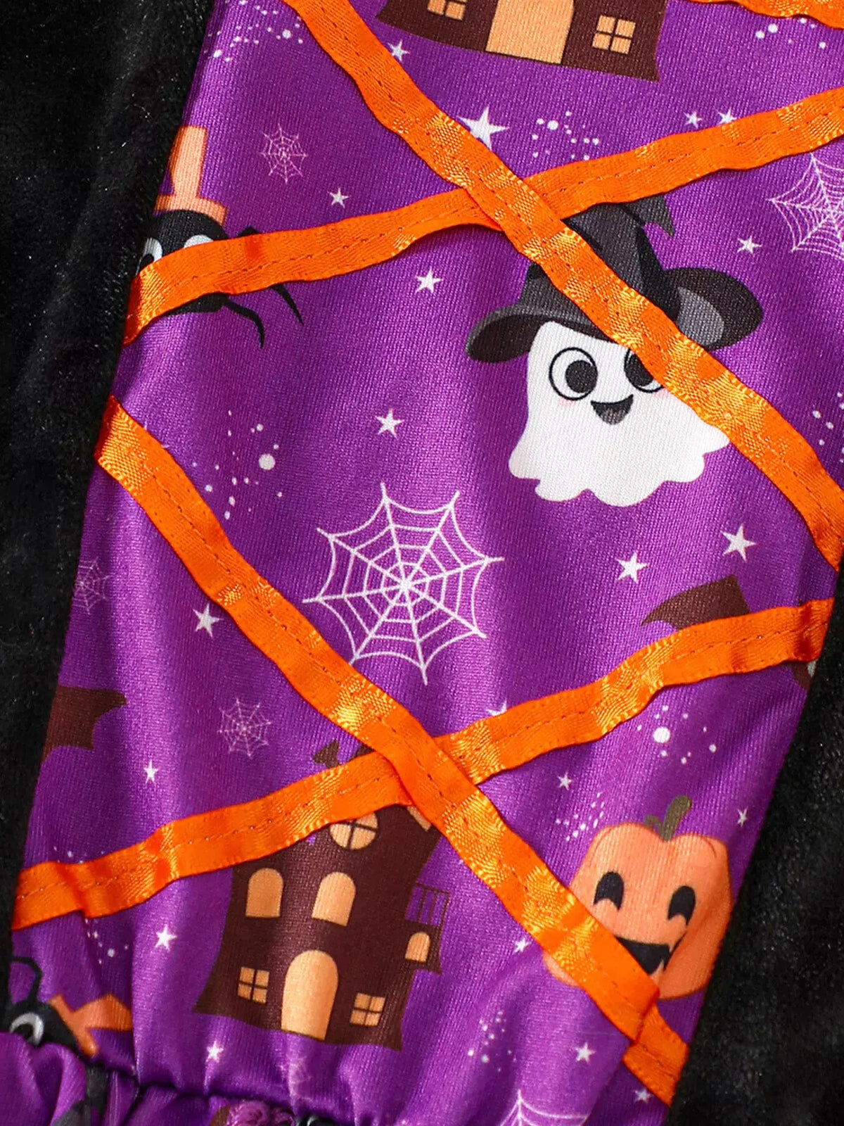 Children's Halloween Hooded Cape and Printed Dress Witch Costume Set by Trendsi