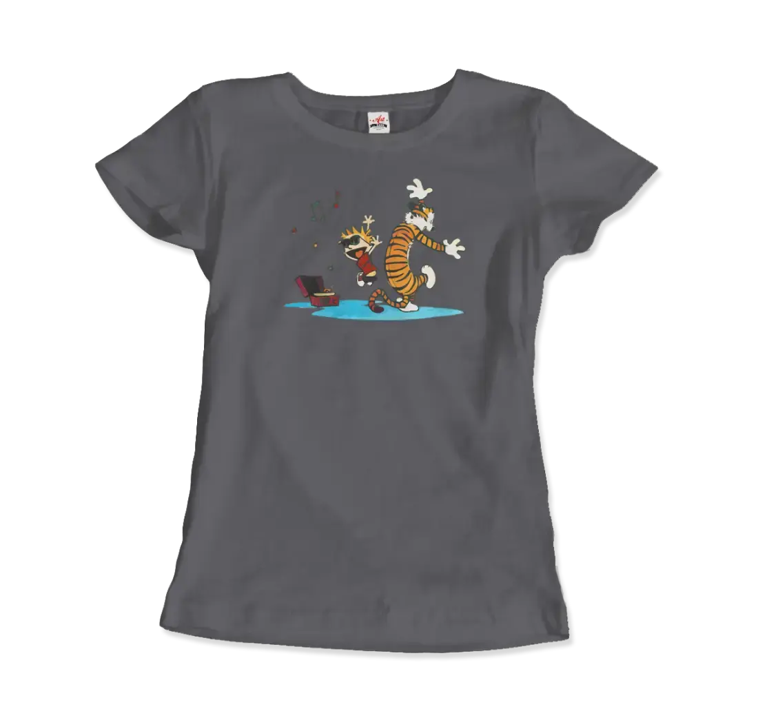 Calvin and Hobbes Dancing with Record Player t-shirt by Art-O-Rama Shop