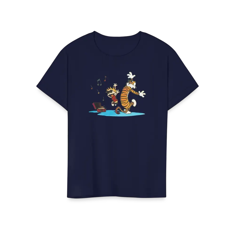 Calvin and Hobbes Dancing with Record Player t-shirt by Art-O-Rama Shop