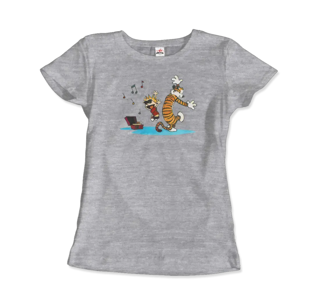 Calvin and Hobbes Dancing with Record Player t-shirt by Art-O-Rama Shop