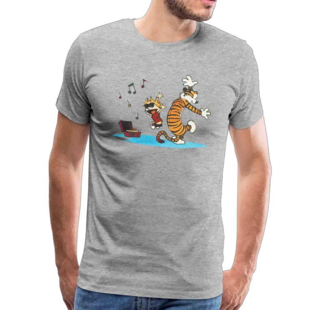 Calvin and Hobbes Dancing with Record Player t-shirt by Art-O-Rama Shop