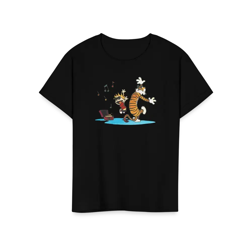 Calvin and Hobbes Dancing with Record Player t-shirt by Art-O-Rama Shop