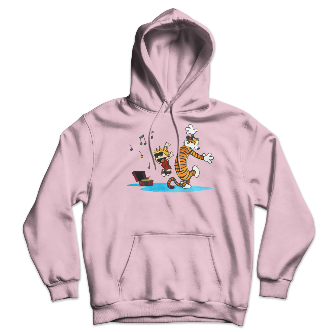Calvin and Hobbes Dancing with Record Player Unisex Hoodie by Art-O-Rama