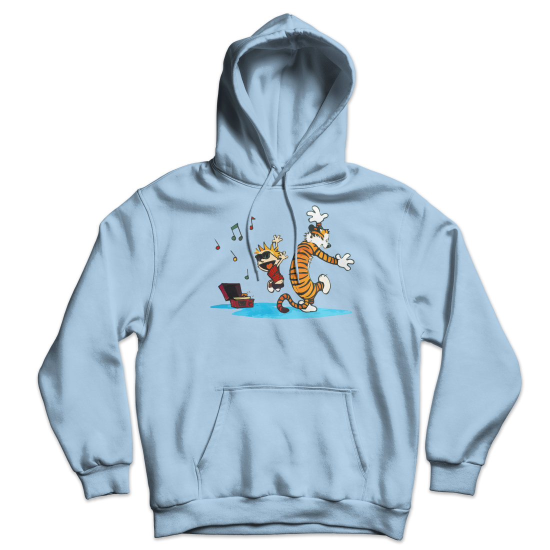 Calvin and Hobbes Dancing with Record Player Unisex Hoodie by Art-O-Rama