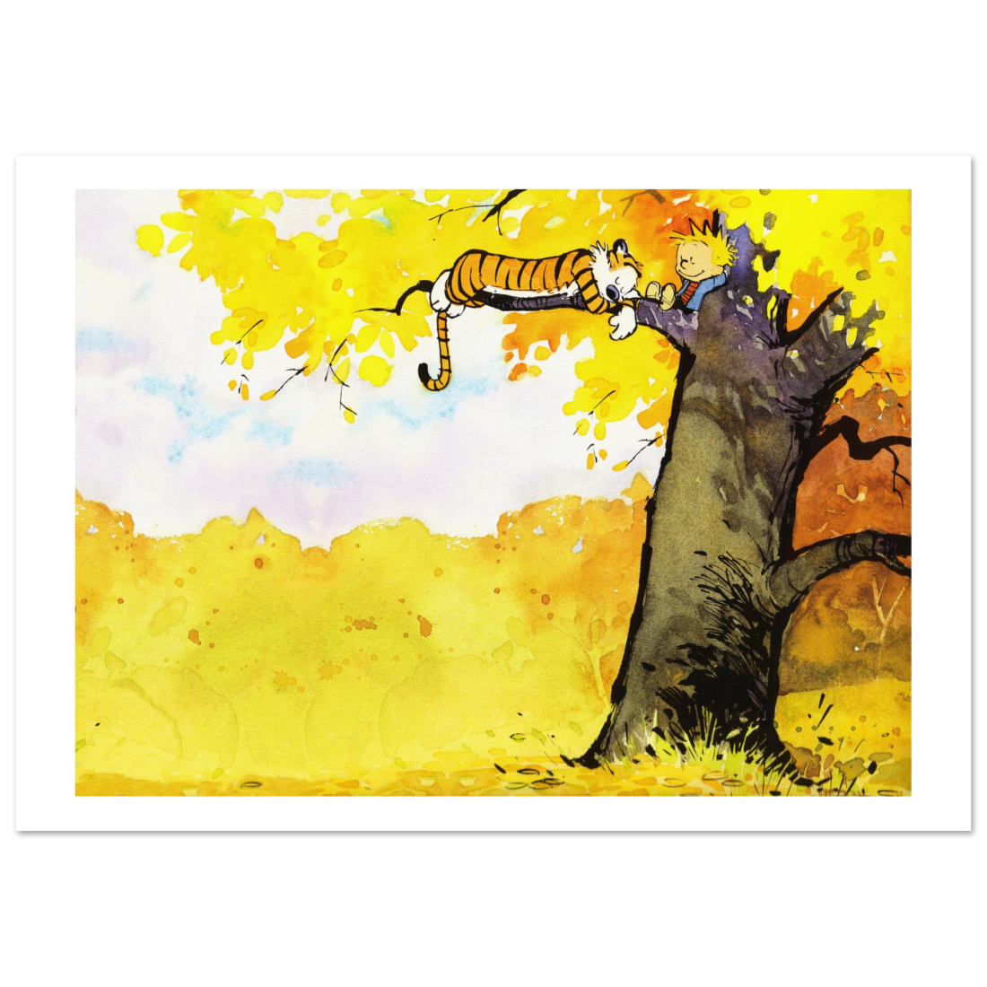 Calvin and Hobbes Resting on a Tree poster by Art-O-Rama Shop